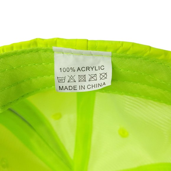 Auto Alley Neon Green Yellow Gray Trim Strapback Cap Trucker Reflective Hat - Picture 7 of 14